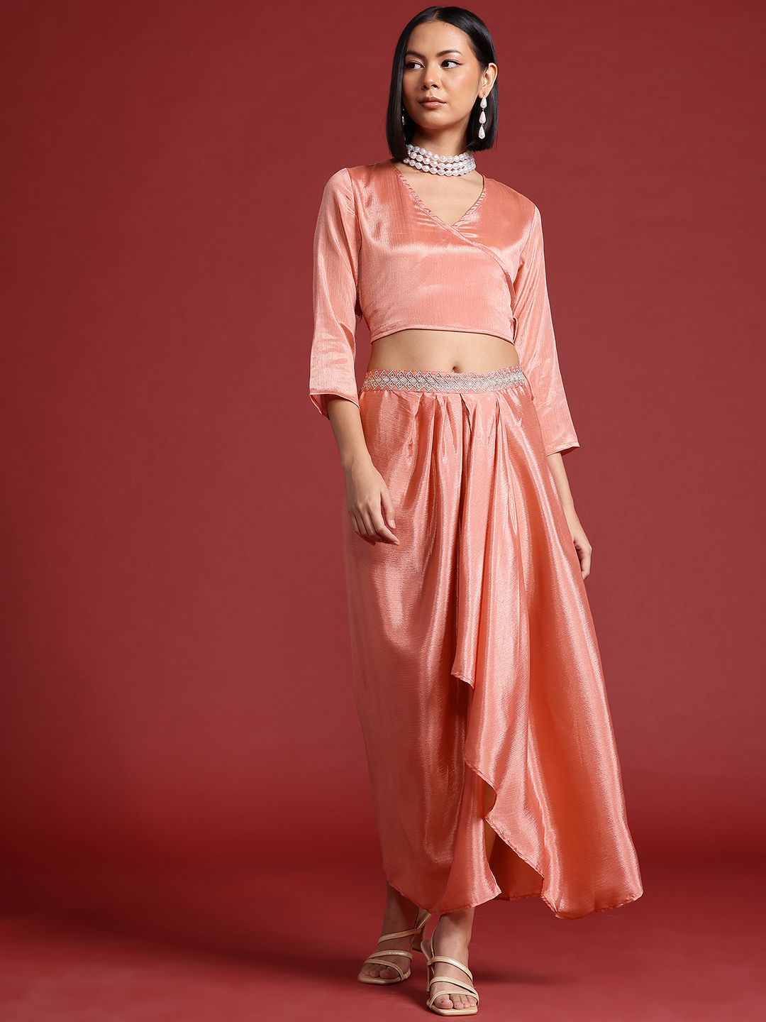 all about you Embroidered Detail Wrap Ethnic Co-ords
