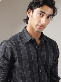 RARE RABBIT Men Lancelot Slim Fit Tartan Checked Cotton Shirt