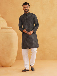 SOJANYA Kolar Jalur Motif Etnik Kurta Linen Kapas Bercetak dengan Piyama