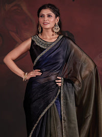 Saree mall Omber Beads & Stones Organza Sarees