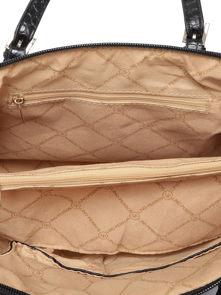 Lino Perros Black Croc Textured Shoulder Bag
