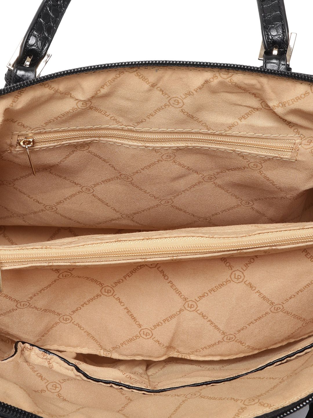 Lino Perros Black Croc Textured Shoulder Bag