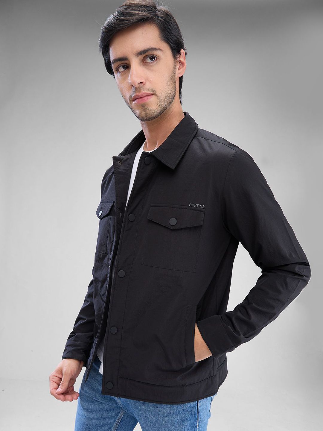 SPYKAR Men Solid Regular Fit Spread Collar Long Sleeves Jacket