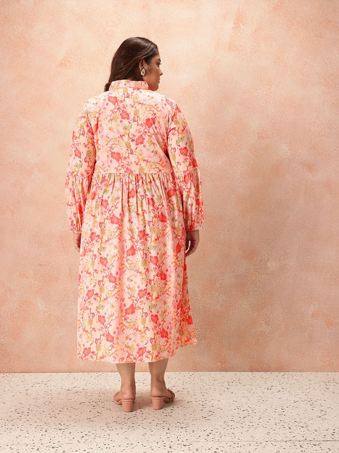 all about you Floral Print Shirt Style Midi Dress