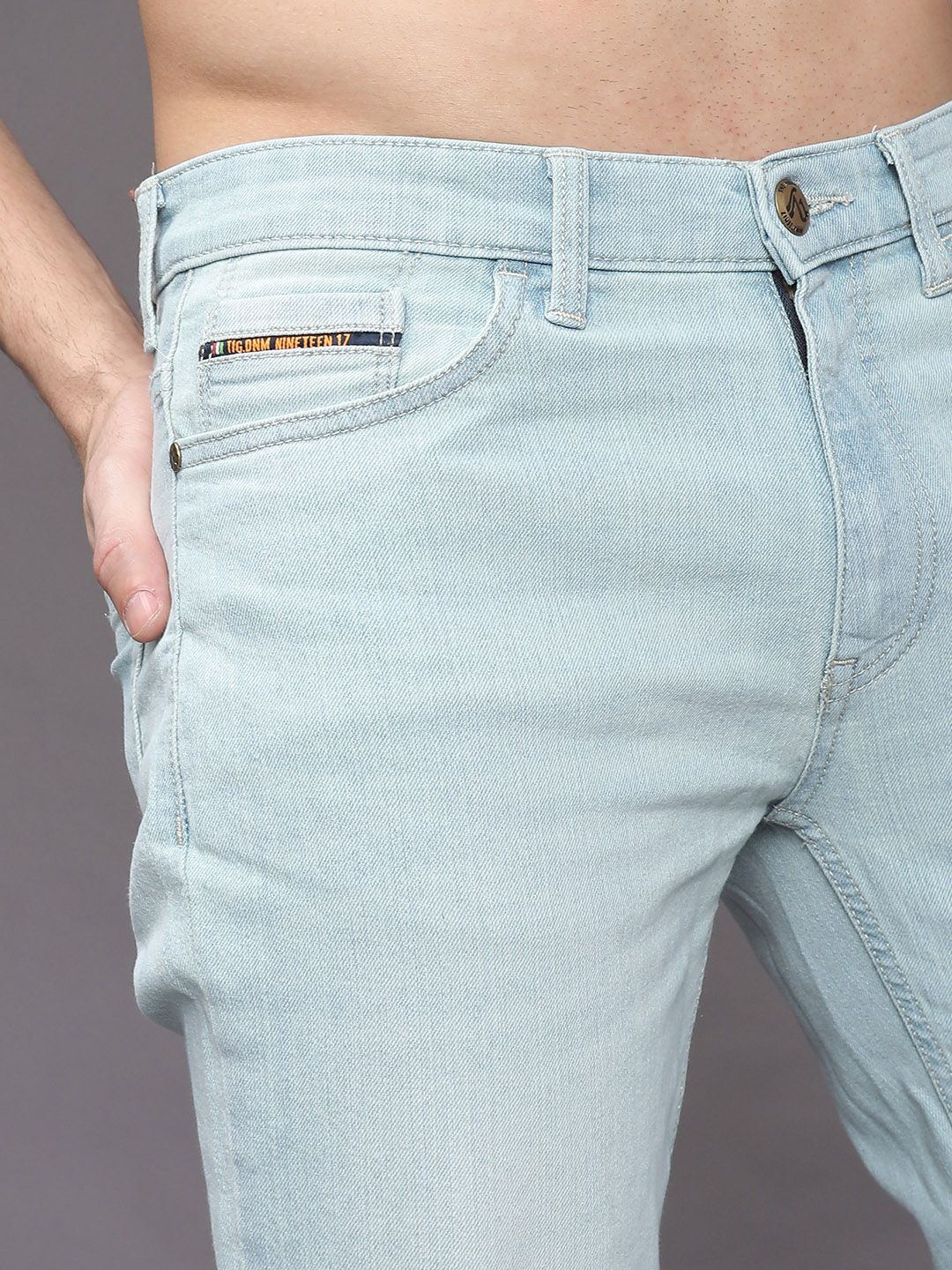 The Indian Garage Co Men Blue Slim Fit Low-Rise Clean Look Stretchable Jeans