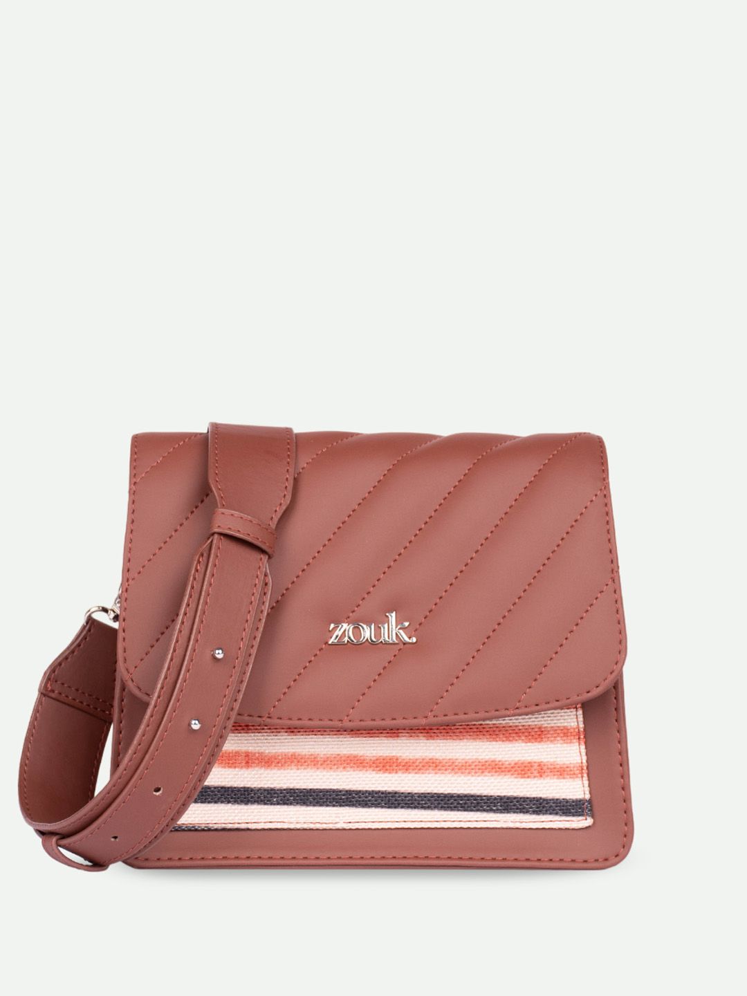 ZOUK Women Stripes Structured Basic Sling Bag