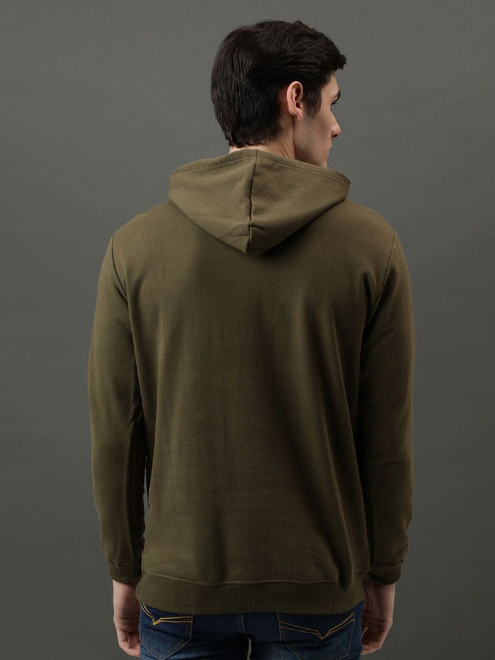 ADRO Men Printed Hooded Pullover Sweatshirt