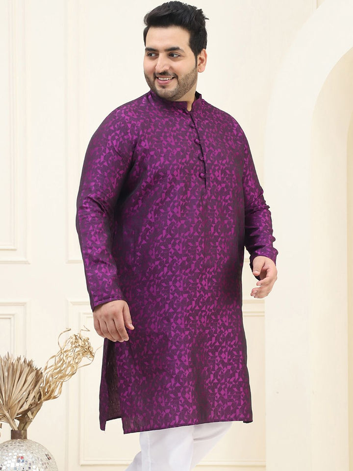 SOJANYA PLUS Men Violet & Black Printed Kurta