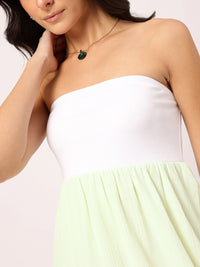 DressBerry Soft Grunge Glam Colourblocked Textured Strapless Balloon Dress