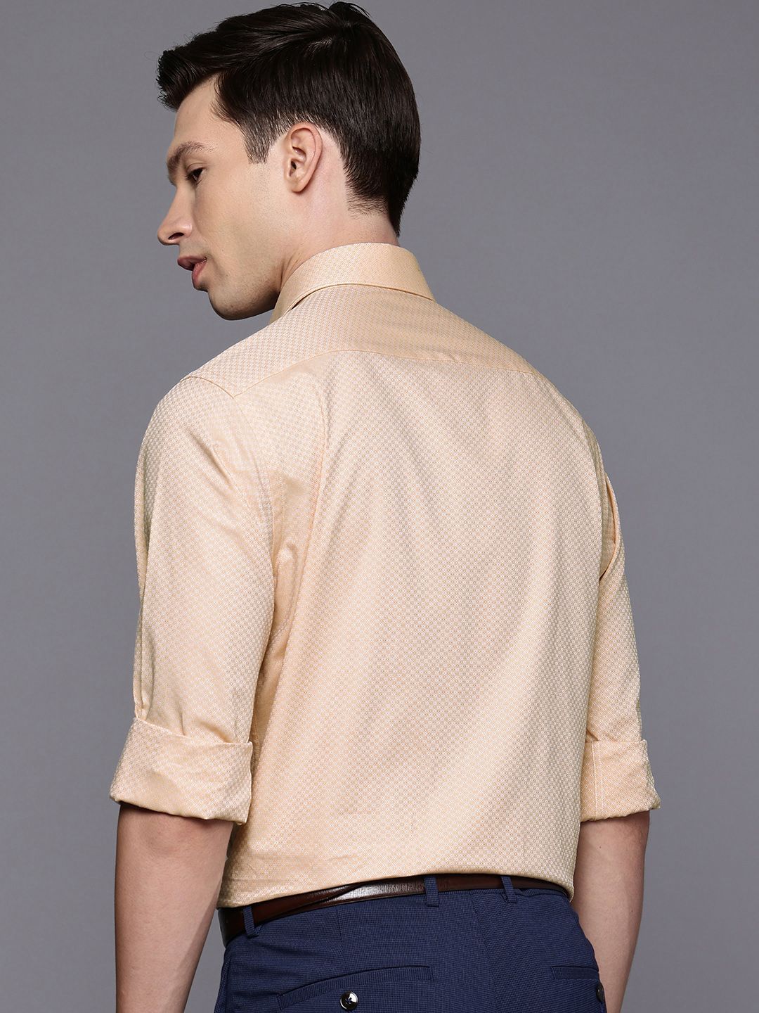 Raymond Slim Fit Self Design Textured Pure Cotton Formal Shirt