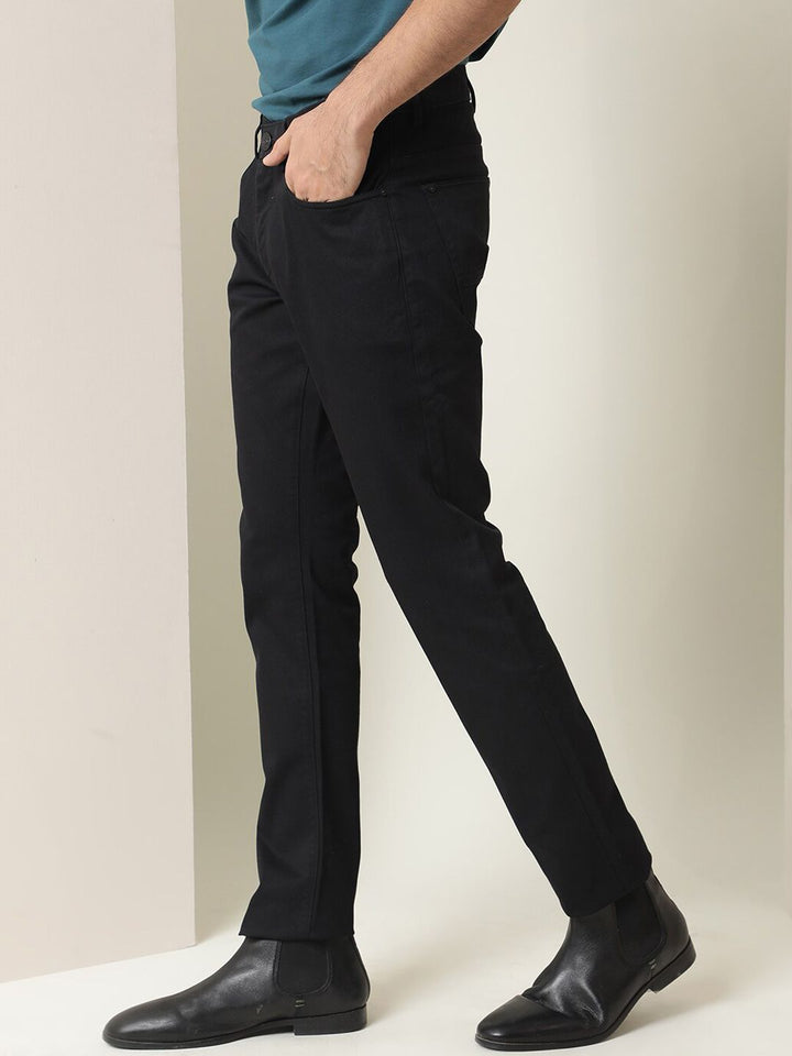 RARE RABBIT Men Poke Mid Rise Cotton Slim Fit Trouser