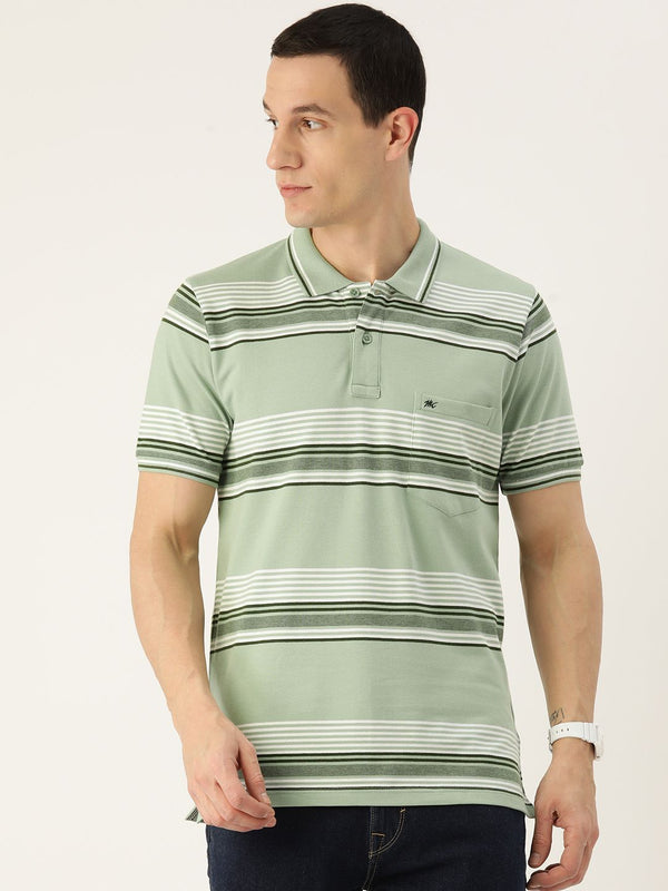 Monte Carlo Men Striped Polo Collar T-shirt