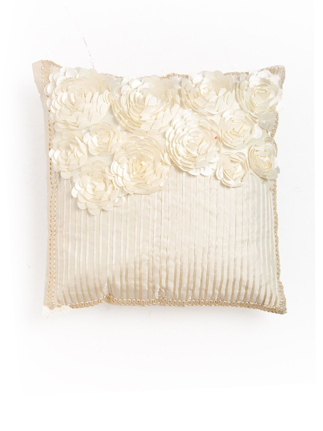 HOSTA HOMES Off White Set of 2 Embellished Square Cushion Covers