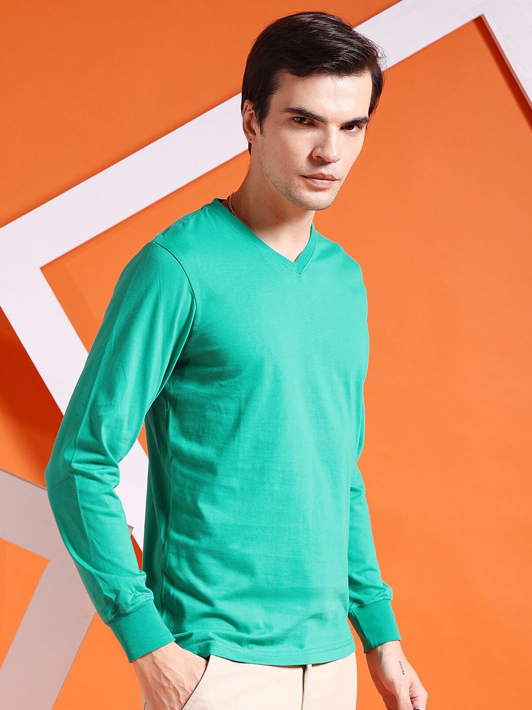 The Indian Garage Co V-Neck Long Sleeves Casual T-shirt