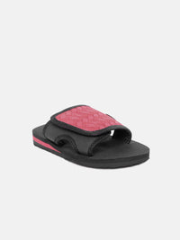 YK Girls Black & Pink Textured Sliders