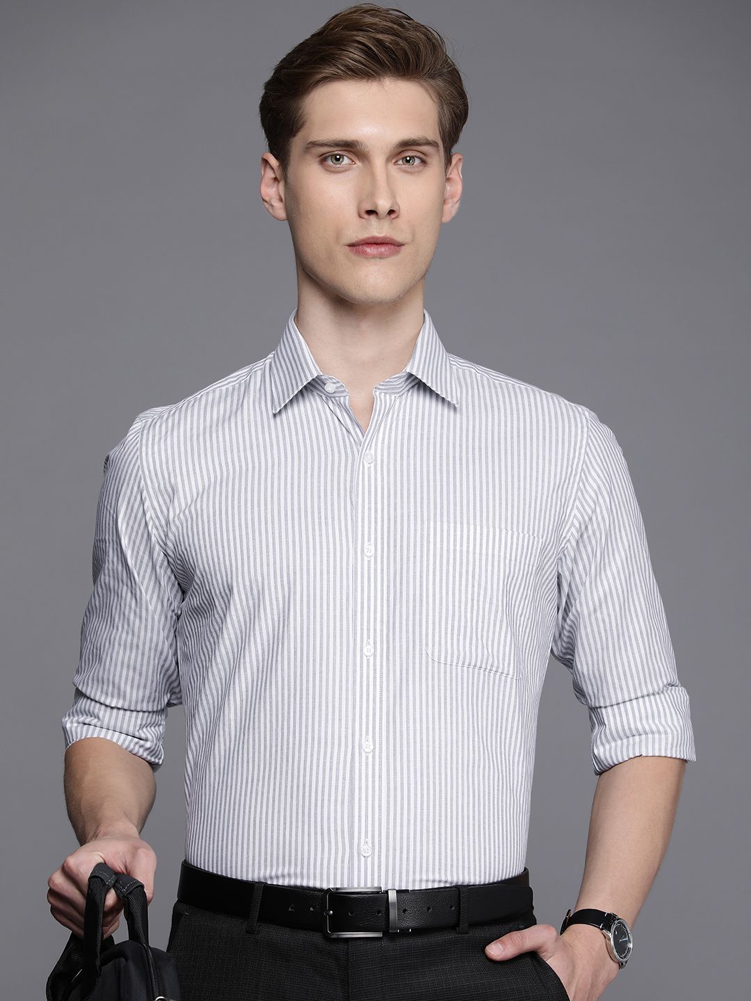 Raymond Opaque Striped Pure Cotton Formal Shirt