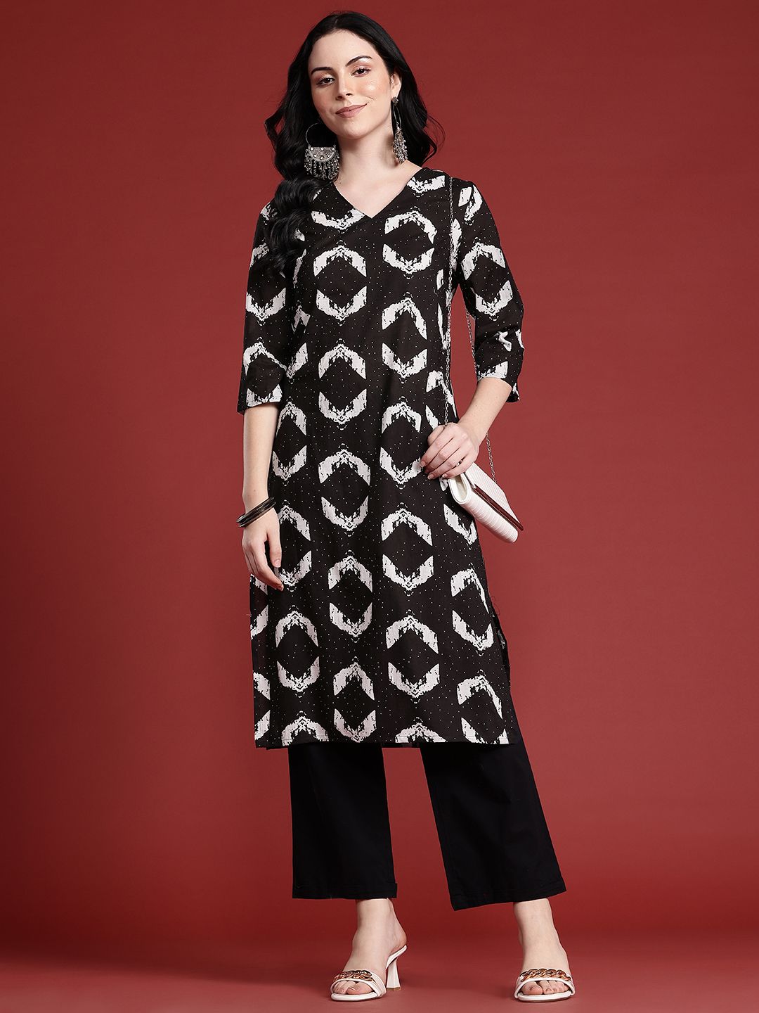Anouk Geometric Printed Pure Cotton Kurta