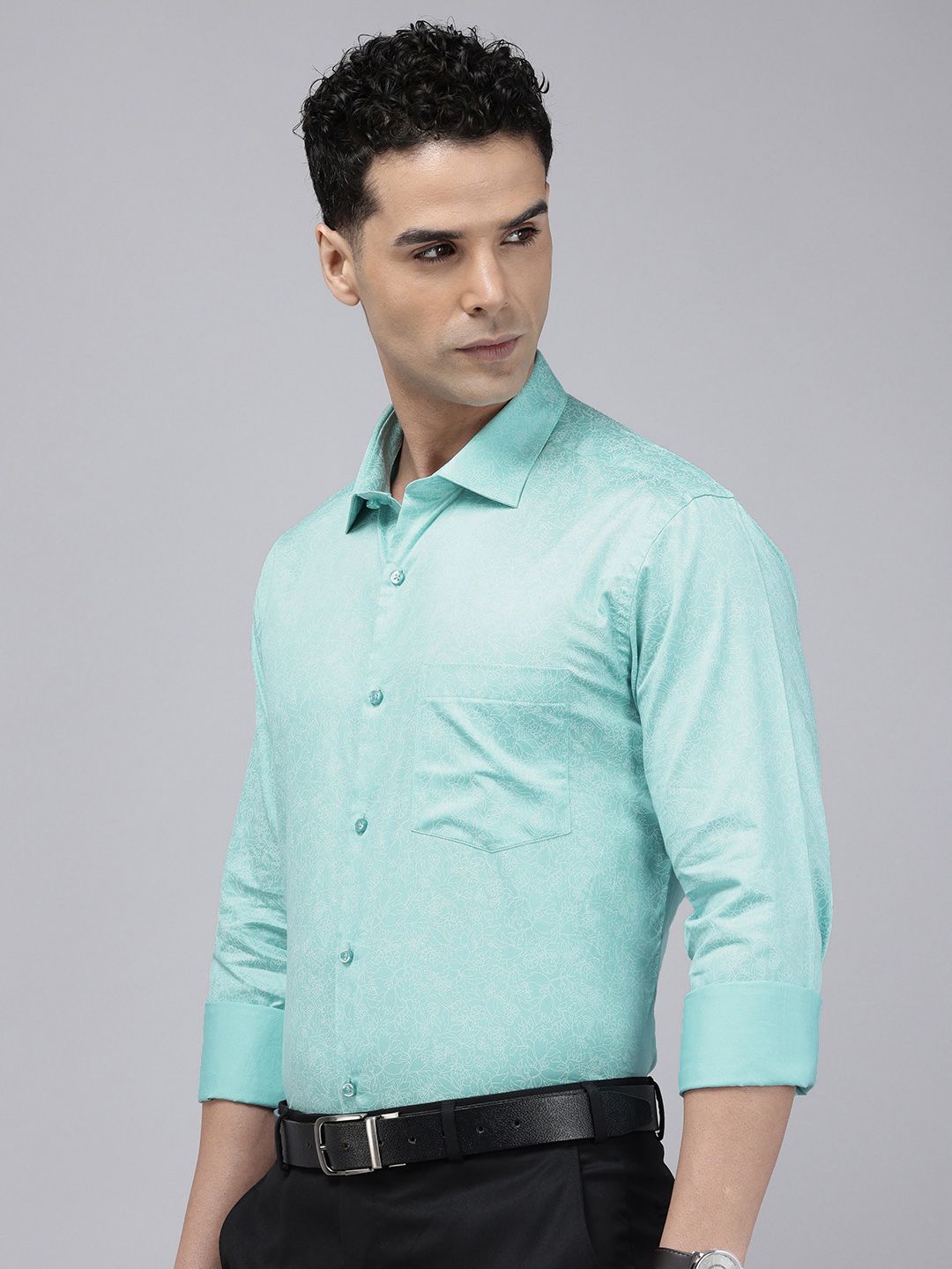 Park Avenue Slim Fit Opaque Floral Printed Pure Cotton Formal Shirt