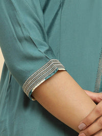 W V-Neck Kurta With Trousers & Dupatta