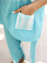 SANSKRUTIHOMES Blue Tie and Dyed Pure Cotton Night suit