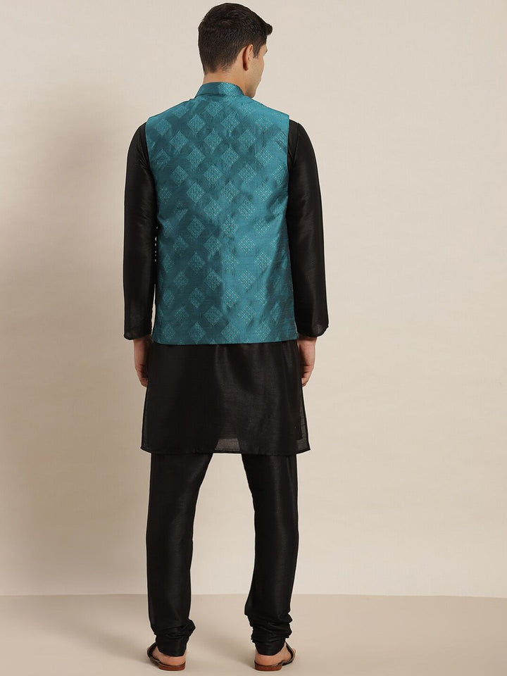 SOJANYA Mandarin Collar Silk Blend Regular Kurta With Churidar & Nehru jacket