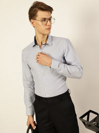 Thomas Scott Men Smart Cutaway Collar Pinstripes Striped Cotton Formal Shirt