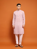 Kurta Sulam Katun Lavender Rumah Chikankari Lelaki
