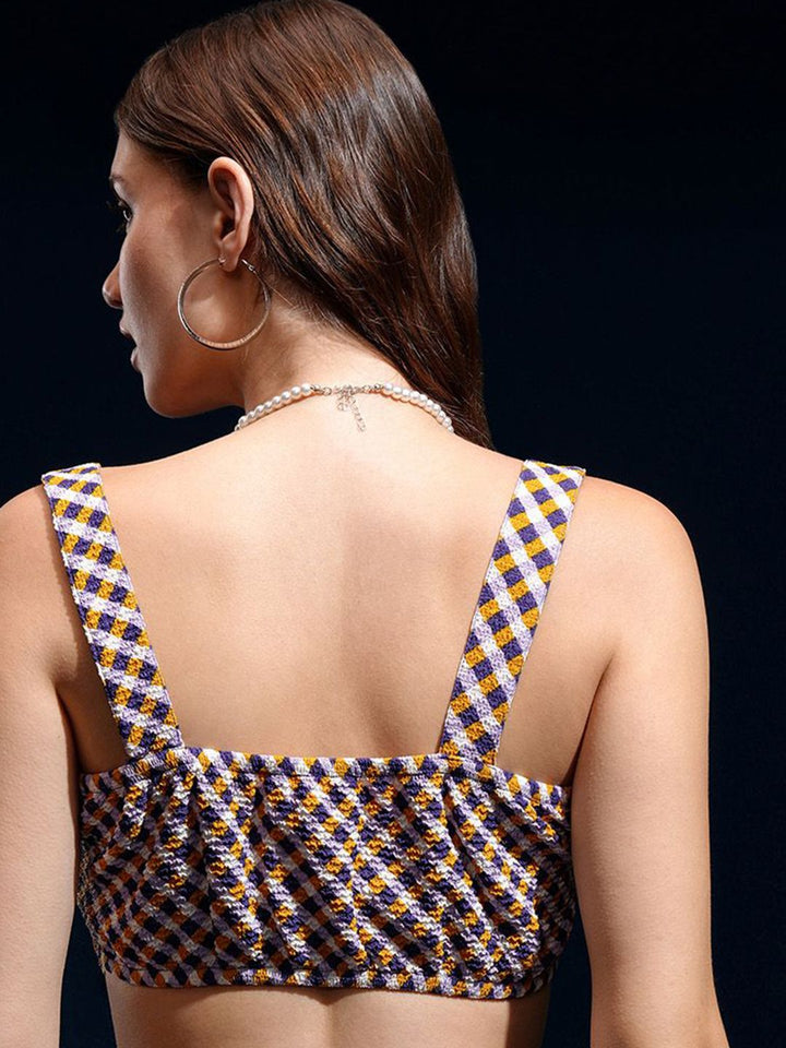 Tokyo Talkies Women Checked Peplum Crop Top