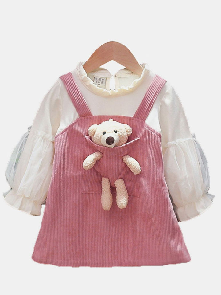 YK Girls Self Design Pinafore Dress
