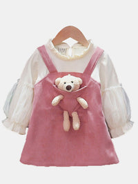 YK Girls Self Design Pinafore Dress