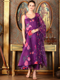 W Women Floral Printed Regular Kurta with Trousers & With Dupatta