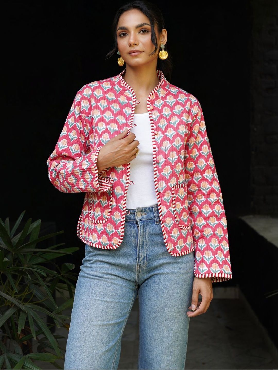 House of Chikankari Women Floral Quilted Jacket