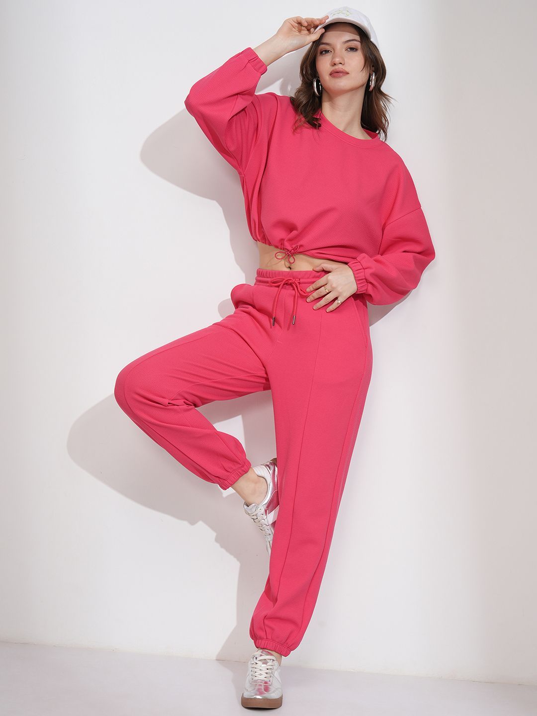 ESPYR By Tokyo Talkies Women Textured Top &  Jogger Co-Ord Set