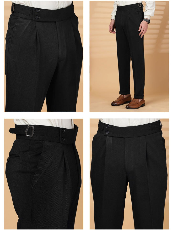 KLOTTHE Men Black Lycra Formal Formal Trousers