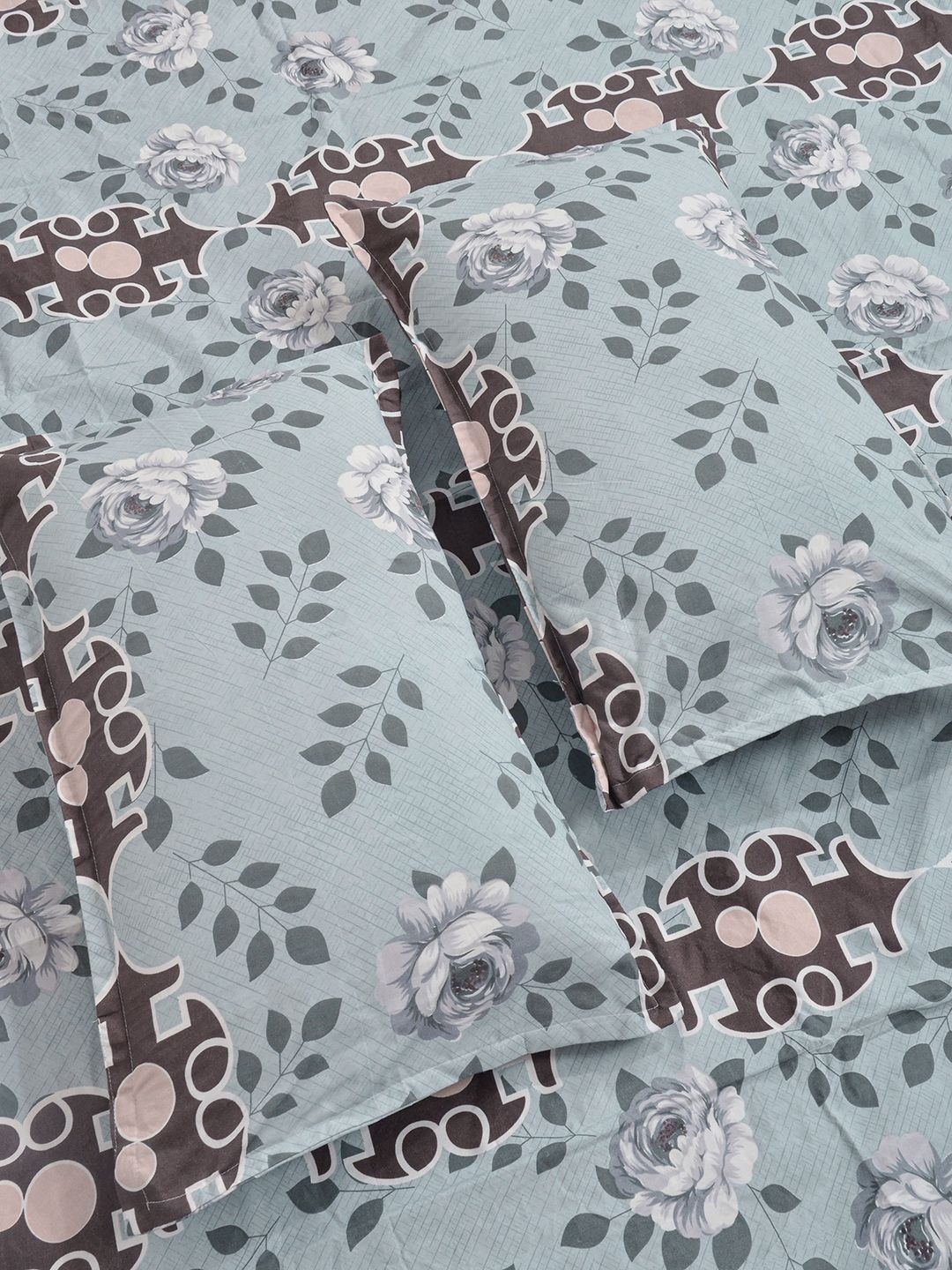 KLOTTHE Grey Printed Dilengkapi 300 TC Double King Cadar Halus Dengan 4 Sarung Bantal