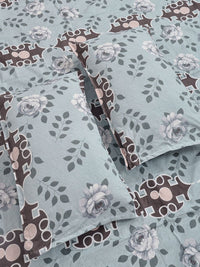 KLOTTHE Grey Printed Dilengkapi 300 TC Double King Cadar Halus Dengan 4 Sarung Bantal