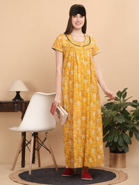 Sweet Dreams Women Printed Pure Cotton Maxi Nightdress
