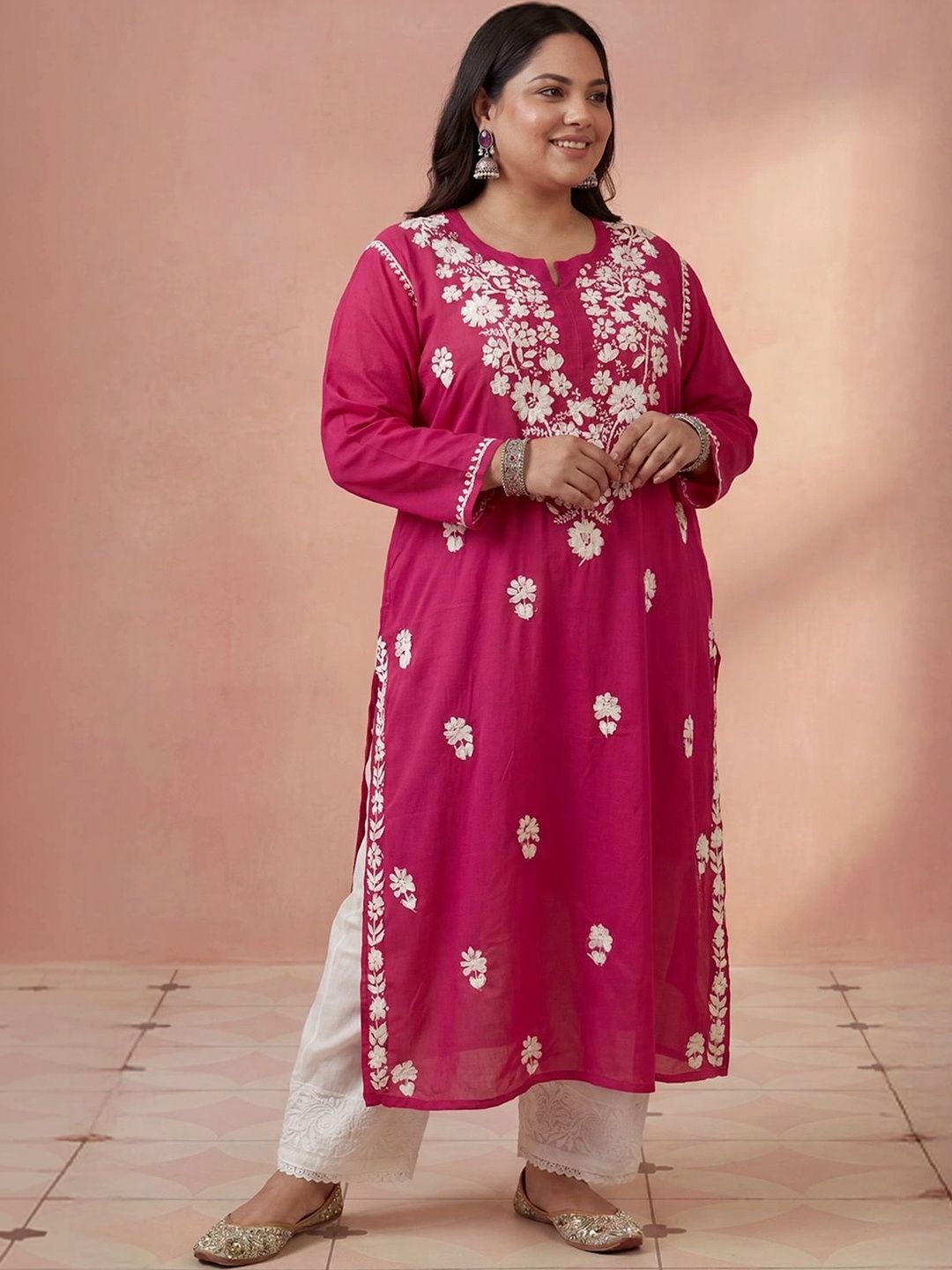 Rumah Wanita Chikankari Sulam Kurta Chikankari