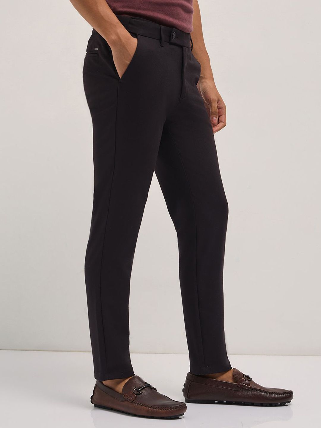 THE BEAR HOUSE Men Solid Slim Fit Formal Trouser