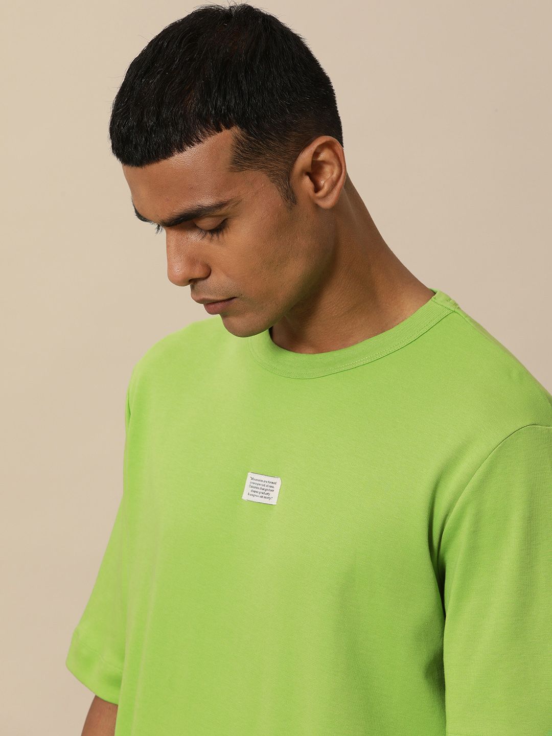 Mr Bowerbird Men Green Pure Cotton Philosophy Oversized T-shirt
