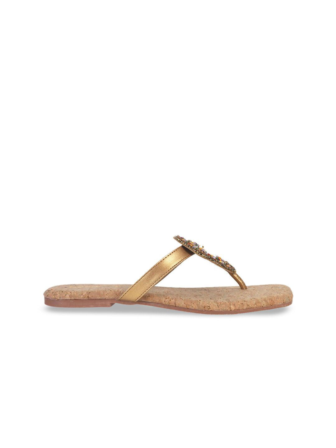 Mochi Women Embroidered Open-Toe Flats
