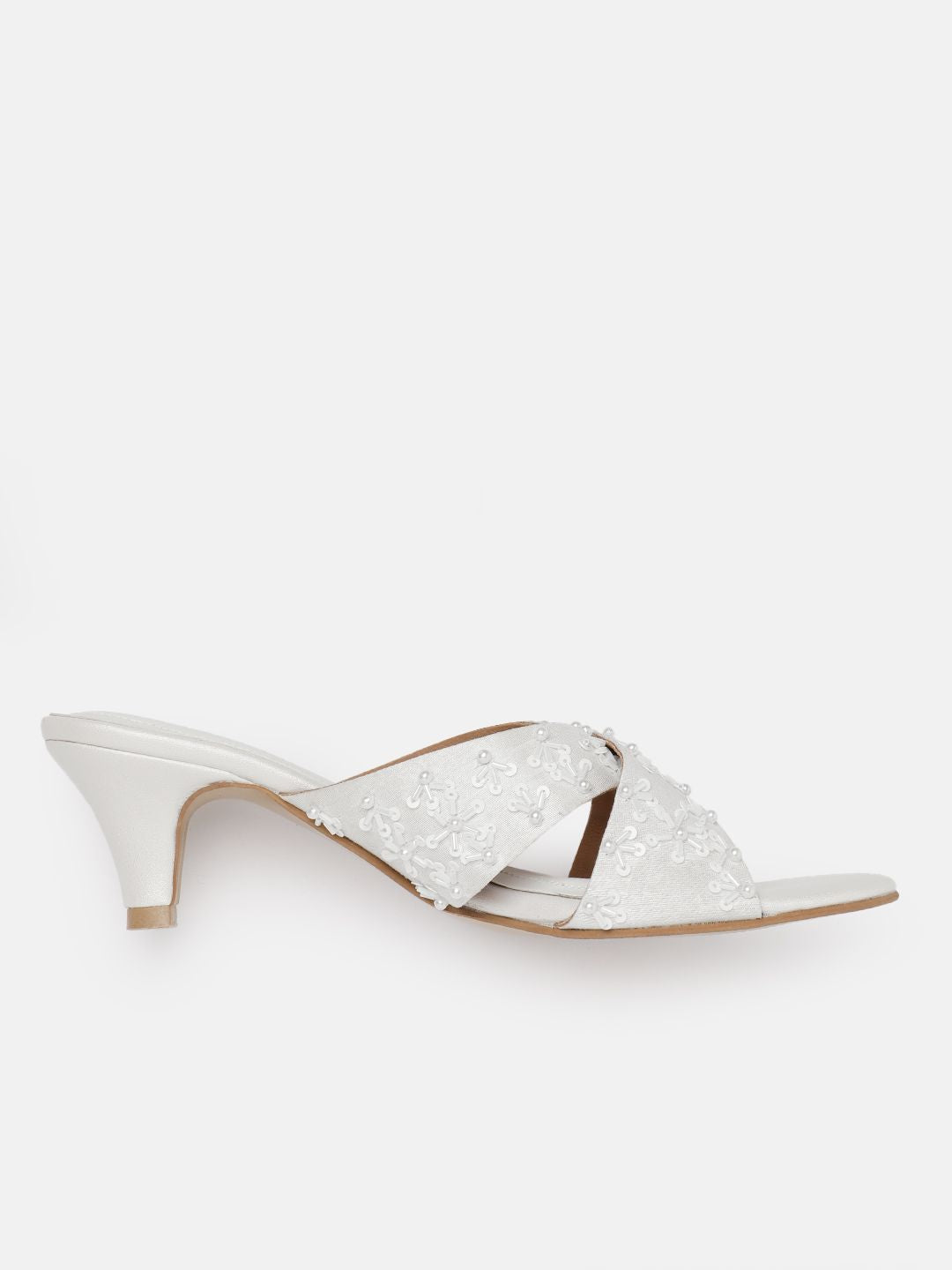 House of Pataudi Embellished Kitten Heeled Sandals