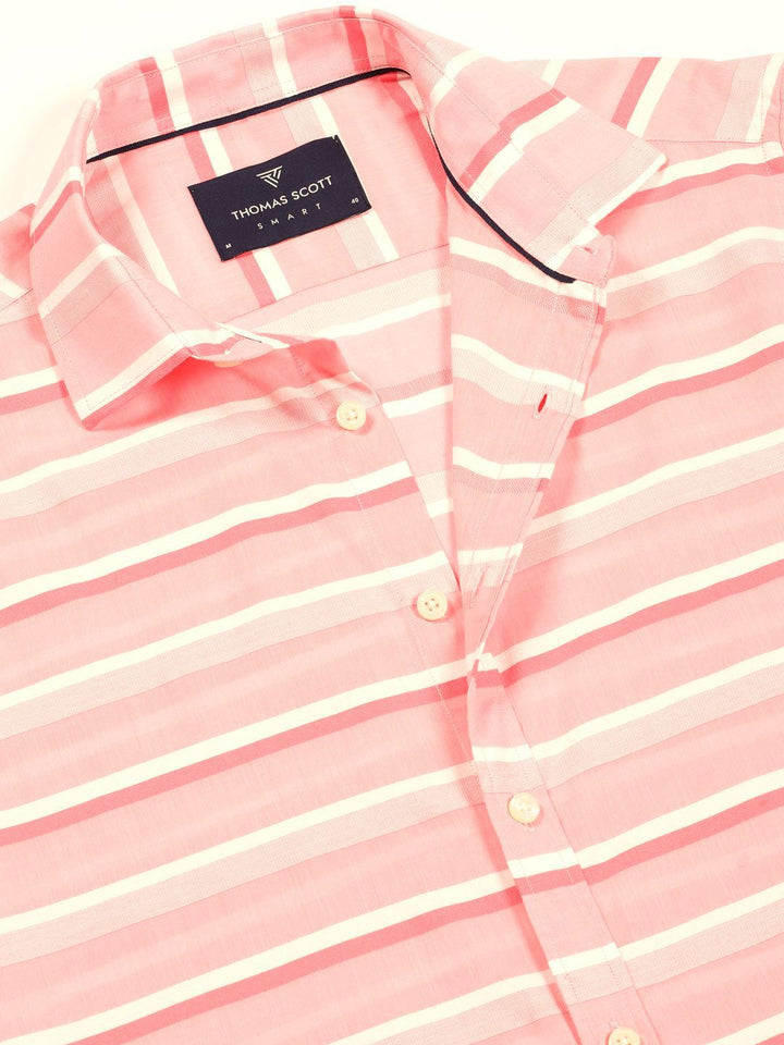 Thomas Scott Men Premium Spread Collar Striped Cotton Formal Shirt