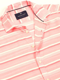 Thomas Scott Men Premium Spread Collar Striped Cotton Formal Shirt