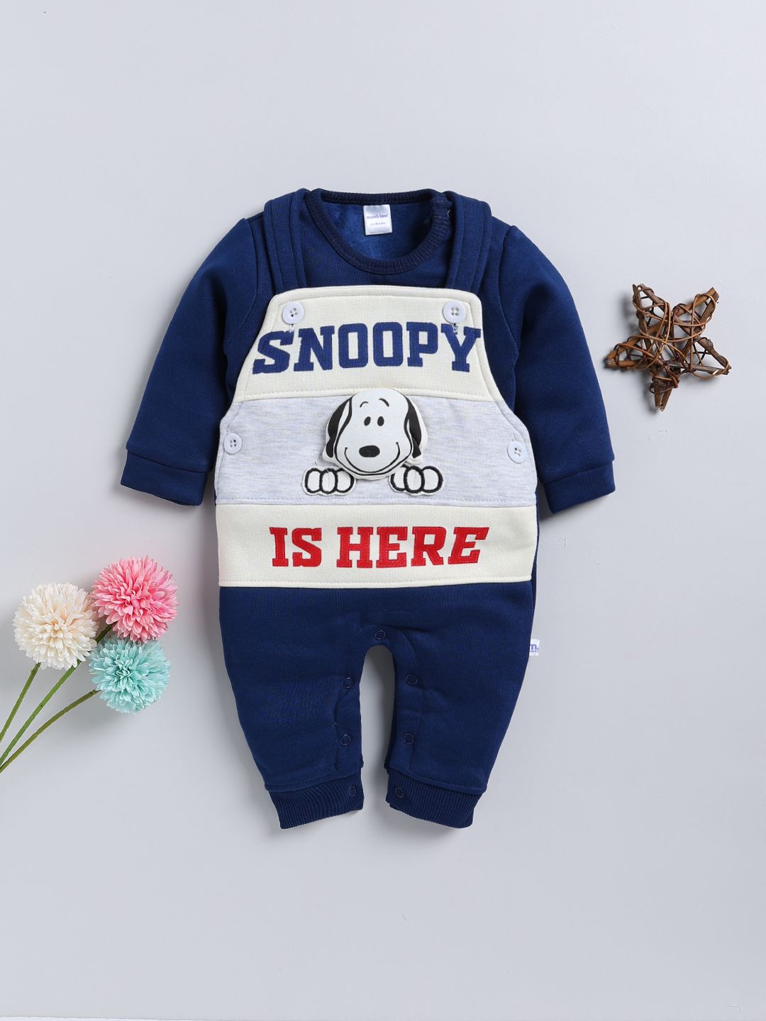 Moms Love Infant Boys Pure Cotton Applique Detail Dungaree With Sweatshirt