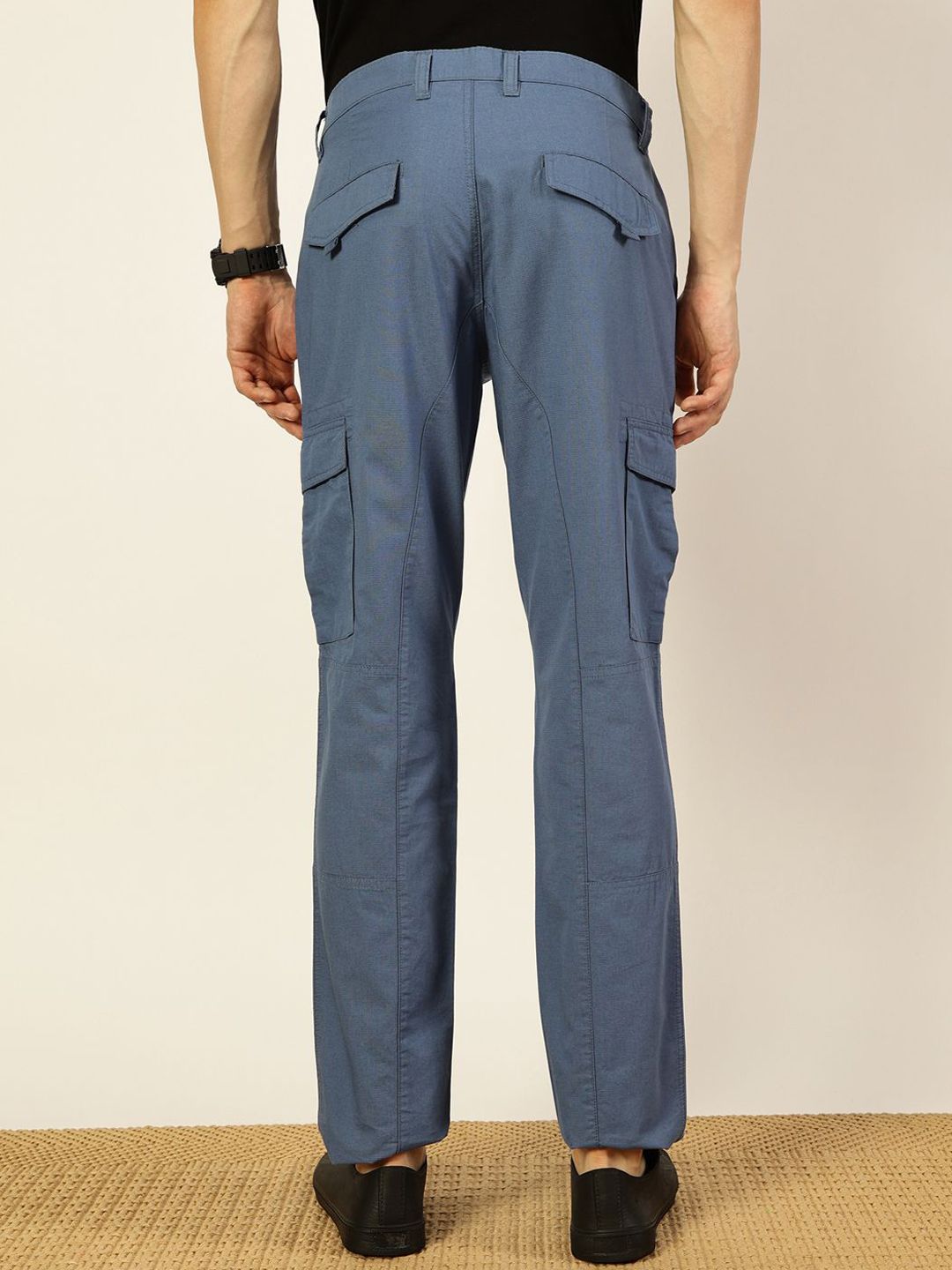 Thomas Scott Men Smart Straight Fit Easy Wash Cotton Cargo Trouser