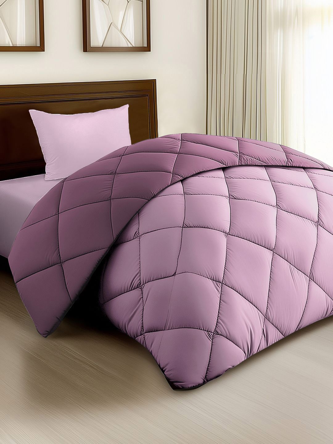 Story@home Purple & Pink Solid Reversible 240 GSM Heavy Winter Single Bed Comforter