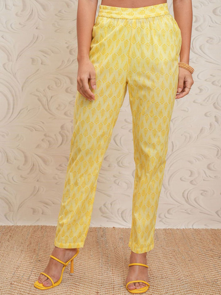 Vishudh yellow Ethnic Motifs Printed Anarkali Gathered Kurta With Trousers & Dupatta
