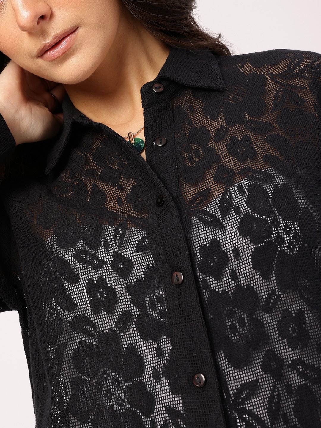 DressBerry Eclectic Essentials Self-Designed Semi-Sheer Shirt