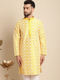 Anouk Floral Embroidered Regular Silk Cotton Straight Kurta